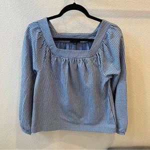 J. CREW Blue Striped Square Neck Top Size XS